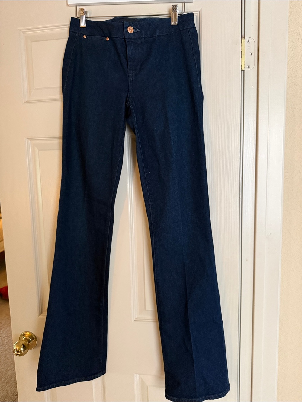 PAIGE Dark Navy Straight-Leg Jeans
